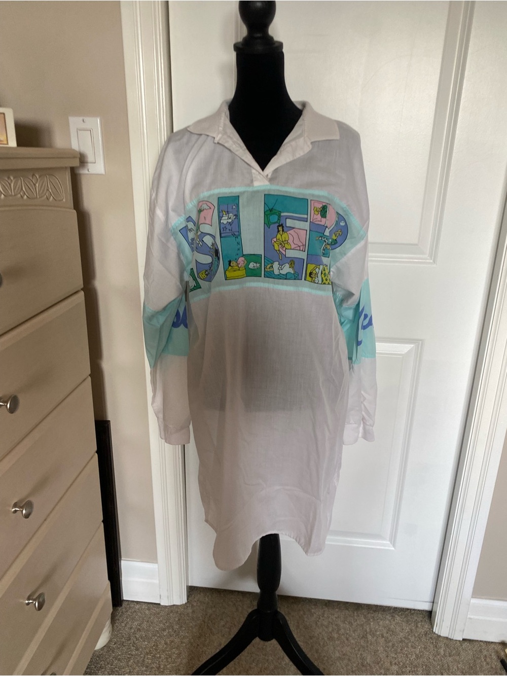 Vintage 1990s Esleep White Oversized Sleep Shirt | Size L